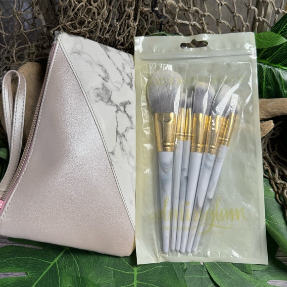 NEW SLMISSGLAM Marble Makeup Brushes & Bag Beauty Bundle Cosmetics Brush Lot Set - Picture 11 of 13